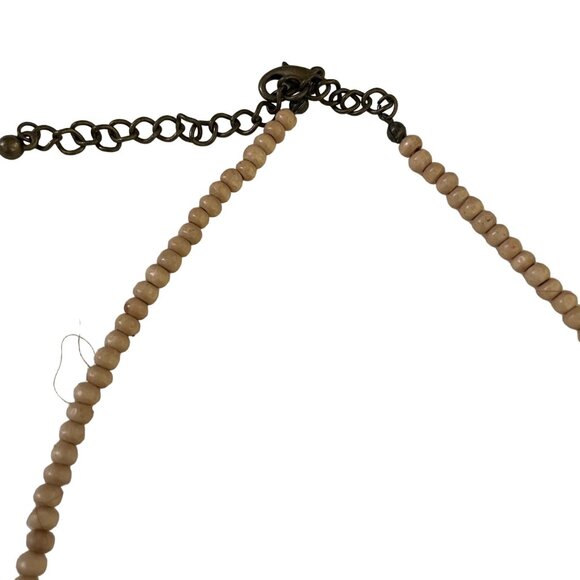 Wood Stone Amulet Choker Necklace Statement Jewelry Tribal Piece u - Picture 3 of 7